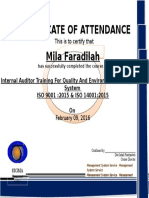 Certificate of Attendance Mila Faradilah: This Is To Certify That