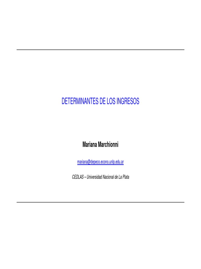 Determinantes de los ingresos laborales Un análisis de las ecuaciones