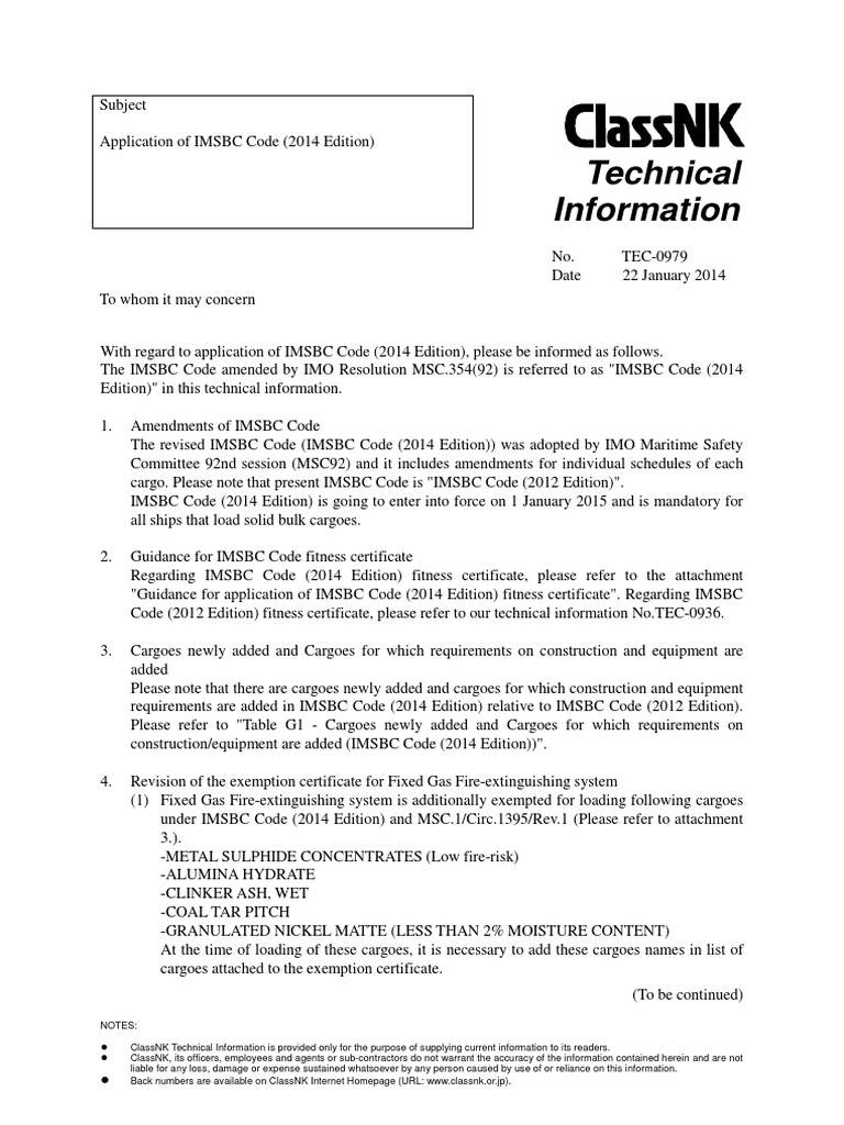 IMSBC Code 2014 Edition Overview | PDF | Dangerous Goods | Ventilation ...