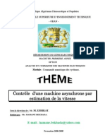 Contrôle D'une Machine Asynchrone Par L'estimation de La Vitesse