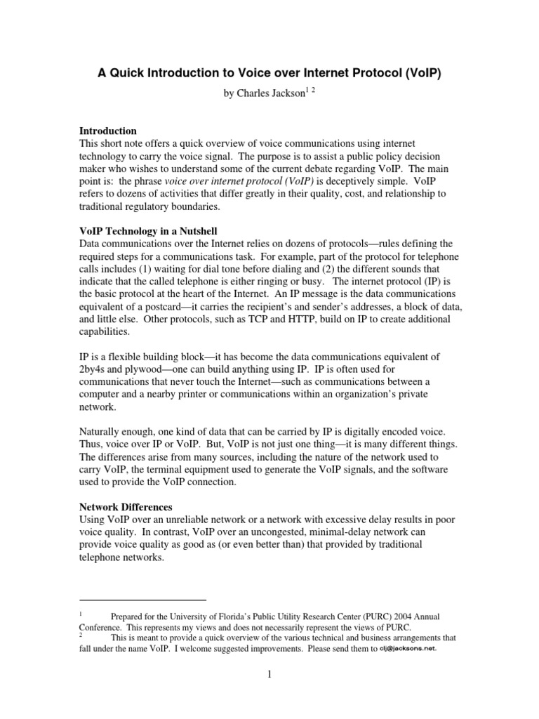 A Quick Introduction To Voice Over Internet Protocol (Voip) | PDF ...