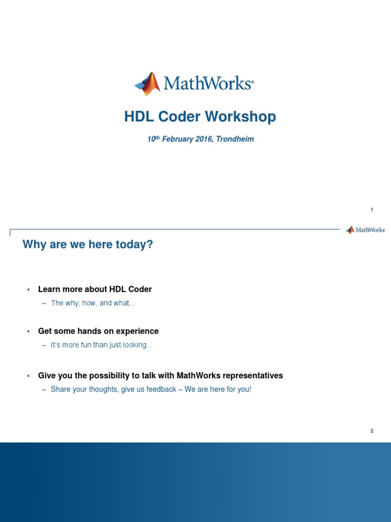 HDL Coder Workshop R2015b | PDF | Hardware Description Language | Field ...
