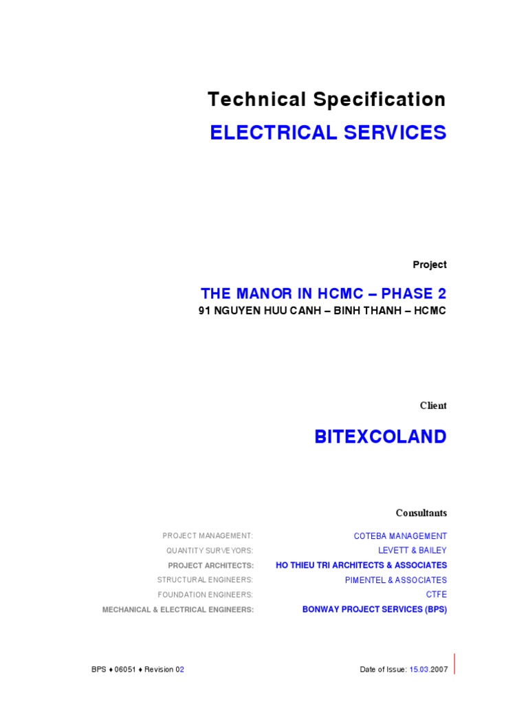 Electrical Services Specification for The Manor | PDF | Electrical ...