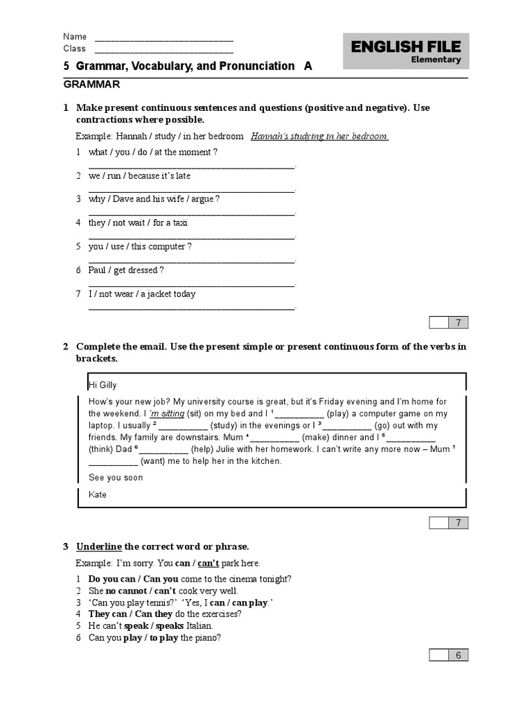 Grammar, Vocabulary, and Pronunciation Practice Test with Key Personal