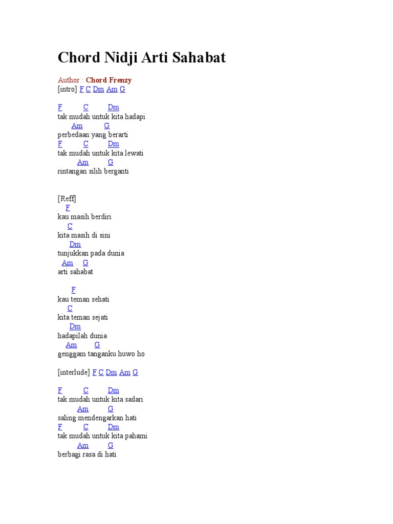 Chord Nidji Arti Sahabat Pdf