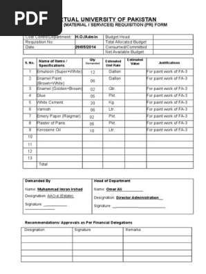 Annex a Purchase Requisition Form Blank