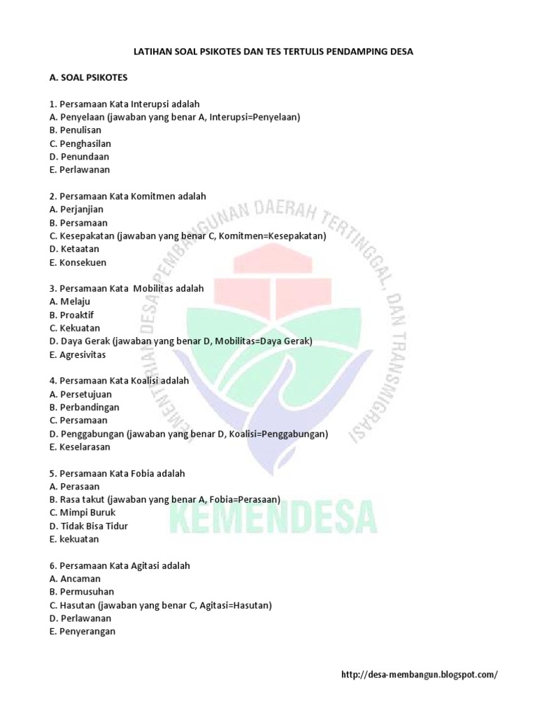 Contoh Soal Agama Perangkat Desa Soal Kelasmu