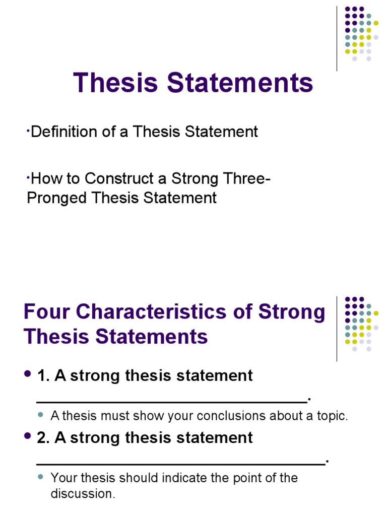 example of a three prong thesis statement
