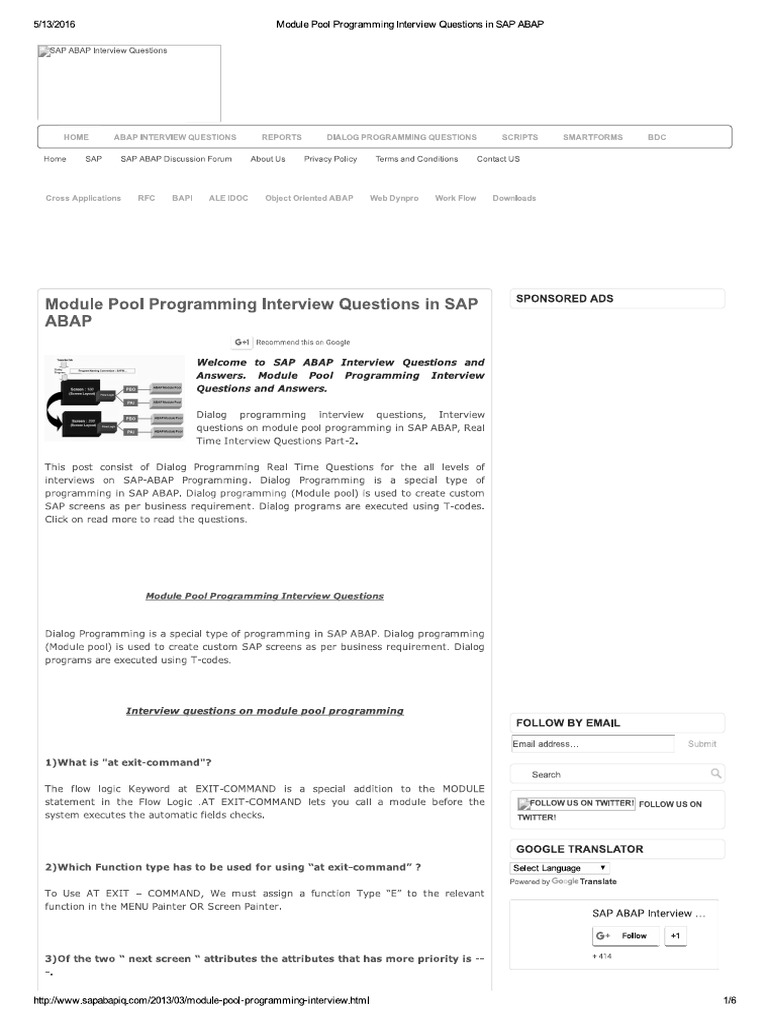 What Is Sap Abap Module Pool Interview? – CTWWHS