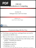 CSE 123 Introduction To Computing: Dialogue Boxes and User Forms