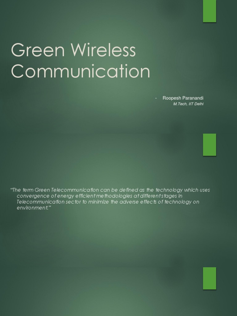 Green Communications Telecommunication Electrical Grid