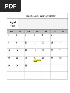 august calendar