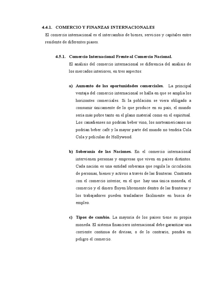 Comercio y Finanzas Internacionales | PDF | Tipo de cambio | Balance de ...
