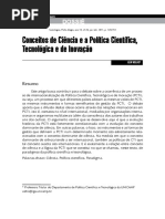 Conceitos de Ciência e a Política Científica, Tecnológica e de Inovação - Léa Velho