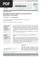 Necesidad de criterios específicos para la derivación a psicoterapia