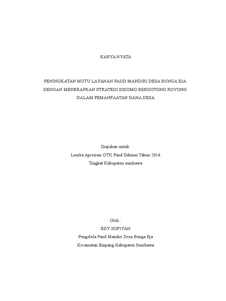 Karya Nyata Pengelola Paud Docx