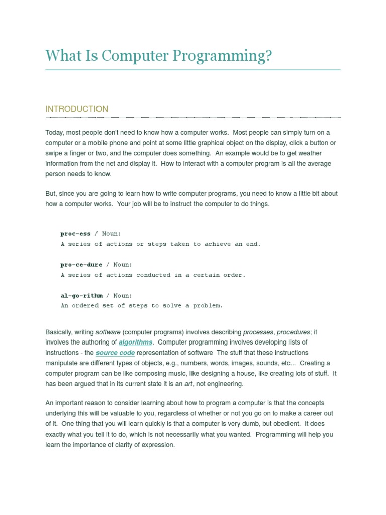 What Is Computer Programming | PDF | Computer Programming | Computer ...