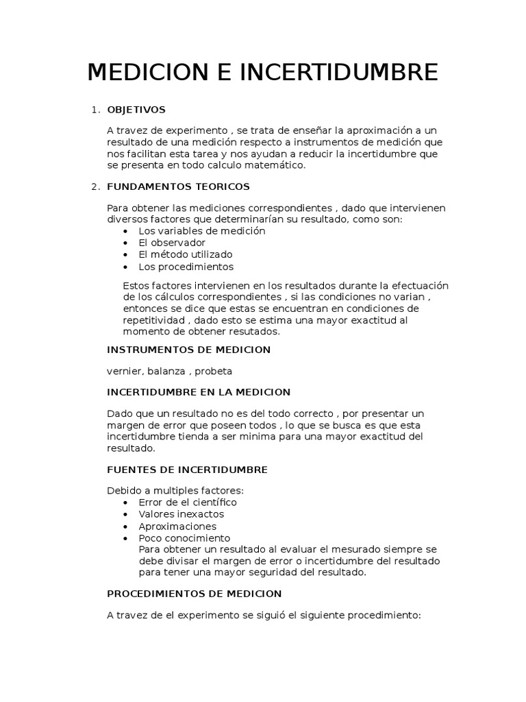 Incertidumbre en Mediciones Científicas | PDF | Medición | Observación ...