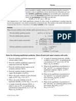 Solubility Equilibria: Name - Chem Worksheet 18-7