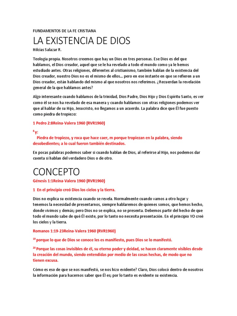 Fundamentos de La Fe Cristiana La Existencia de Dios | PDF | Dios | Fe