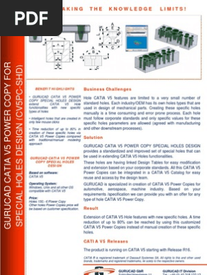 Gurucad Catia V5 Power Copy Special Holes Design En Pdf Computing Software