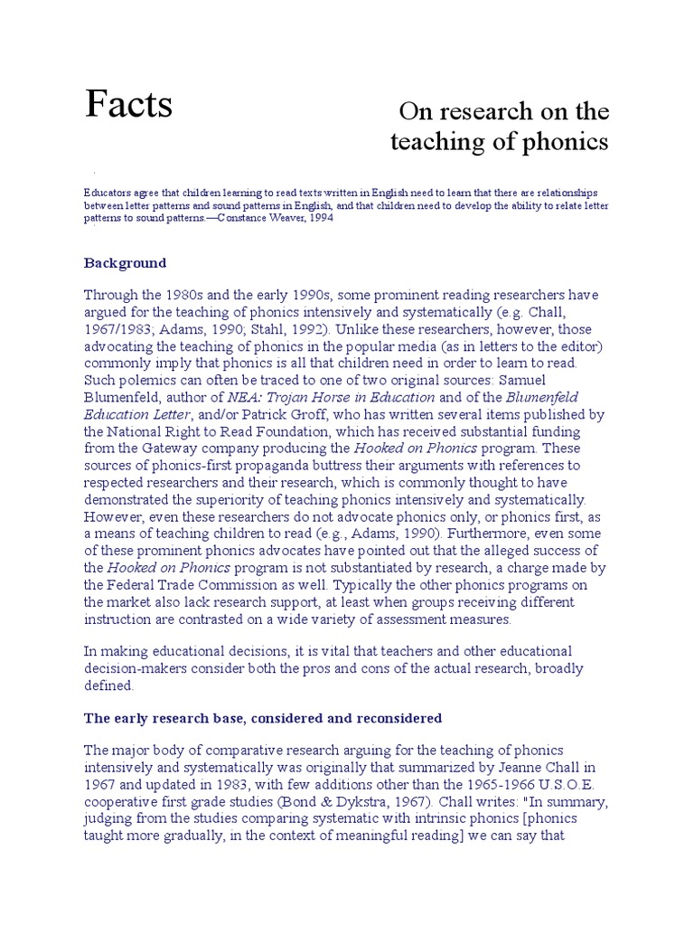 Teaching Of Phonic Pdf Phonics Reading Process