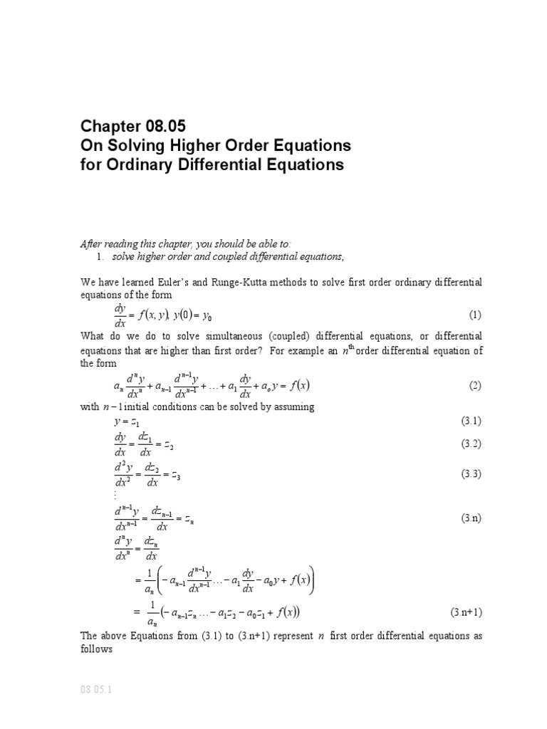 (08.05) - On Solving Higher Order Equations For ODEs | PDF | Ordinary ...