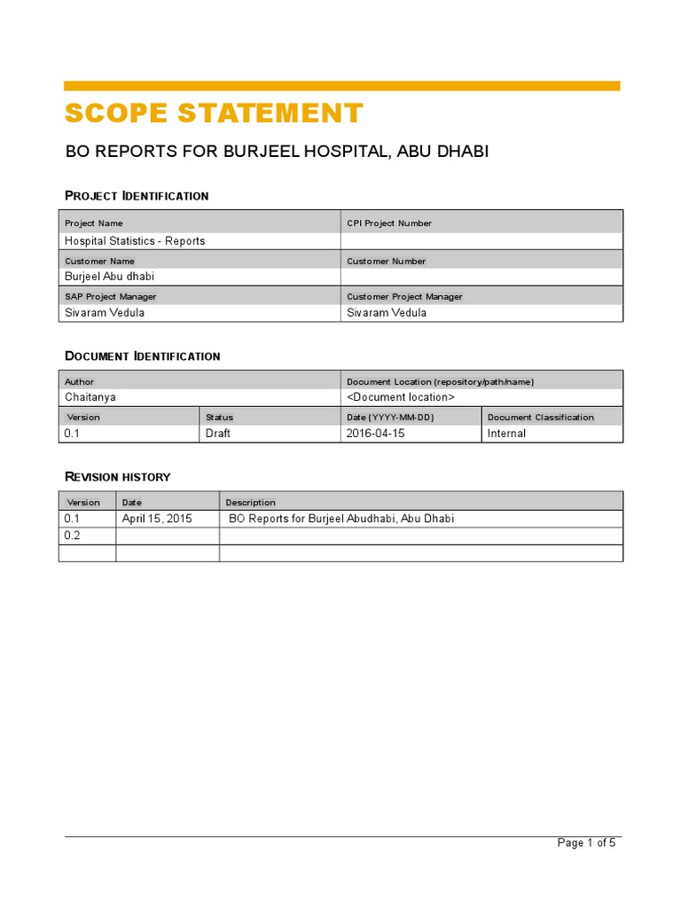 Scope Statement - StatisticsBO Reports | PDF | Data | Information ...