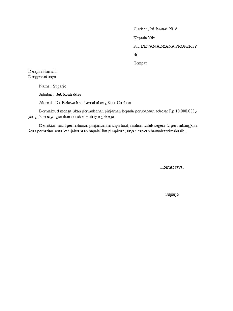 Surat Kasbon Pdf