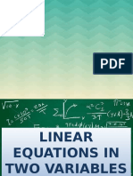 Linear Equations in 2 Variables