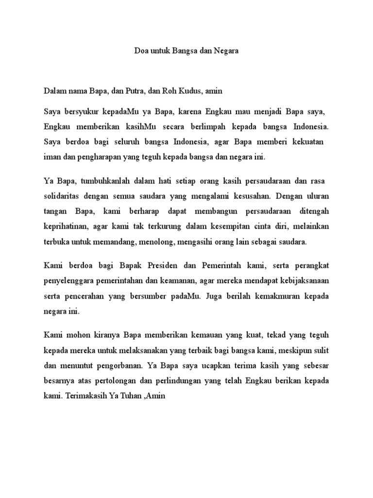 Doa Untuk Bangsa Dan Negara | PDF