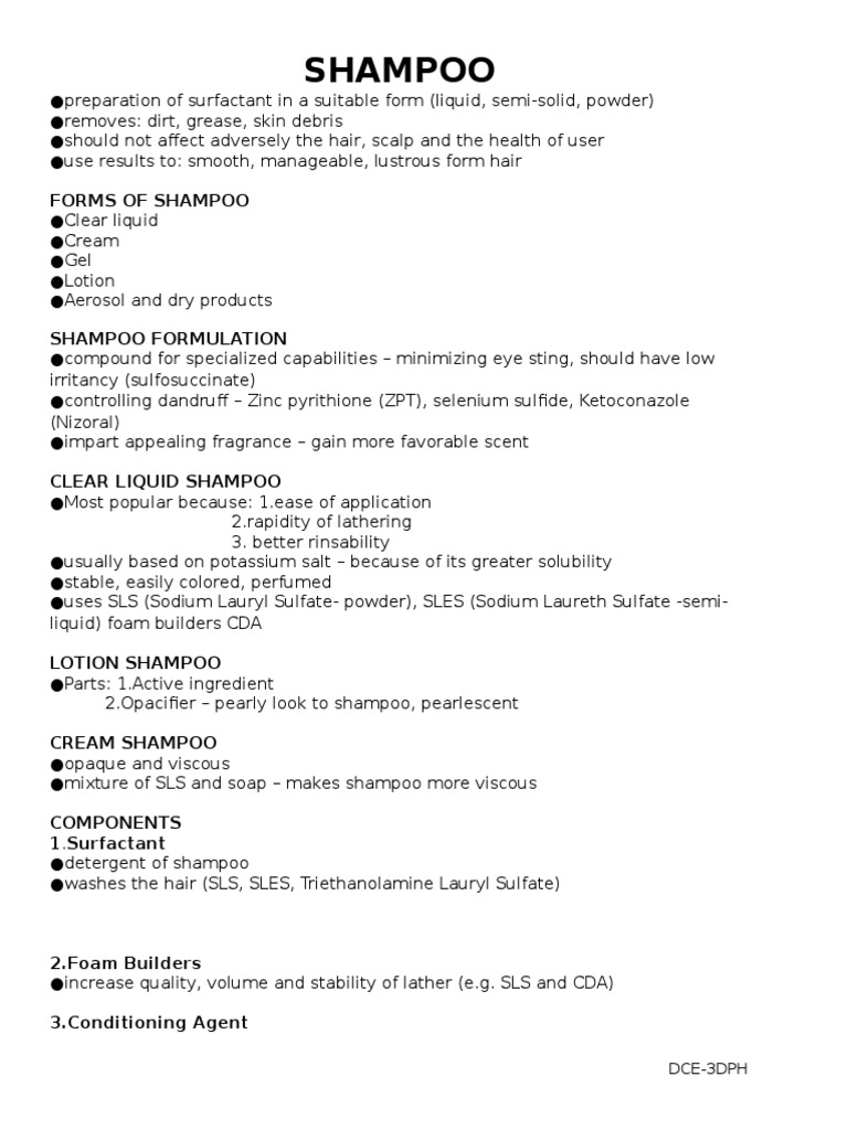 Shampoo | PDF | Shampoo | Sodium Dodecyl Sulfate