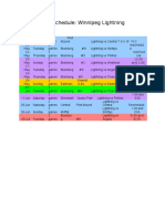 2016 Season Schedule