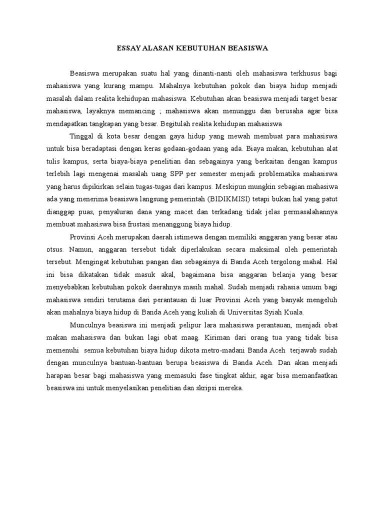 Essay alasan mengikuti beasiswa 05 picture