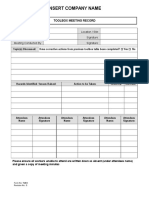 Toolbox Meeting Record-Sample Form