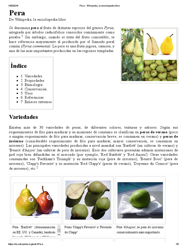 Peras: variedades, propiedades y usos de esta fruta | PDF | Pera | Fruta