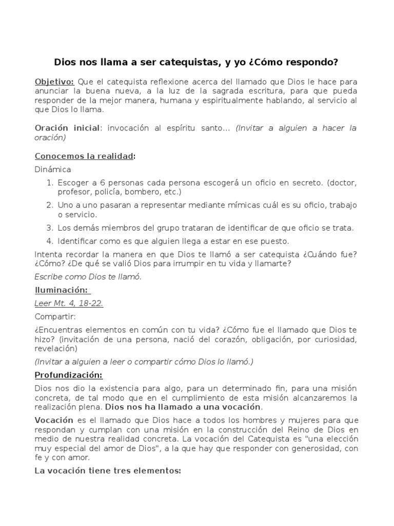 Respondiendo al Llamado de Dios como Catequista | PDF | Dios | Cristo ...