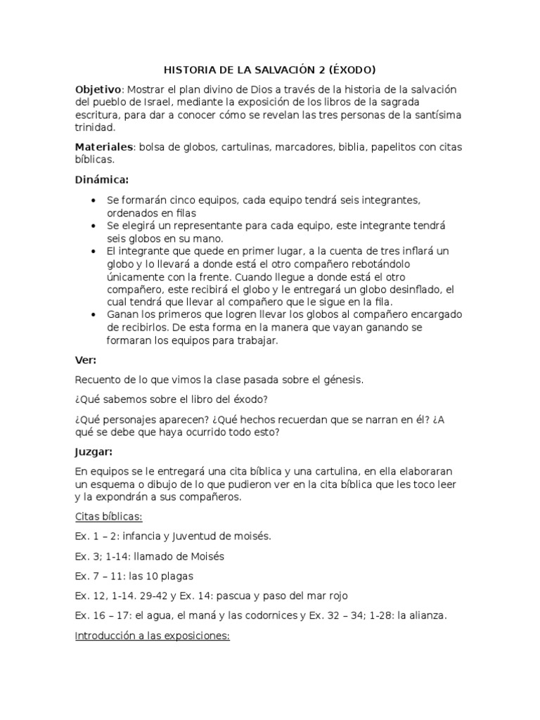 Historia de La Salvación 2 | PDF | Moisés | Libro del éxodo