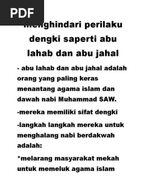 Menghindari Perilaku Dengki Saperti Abu Lahab Dan Abu Jahal