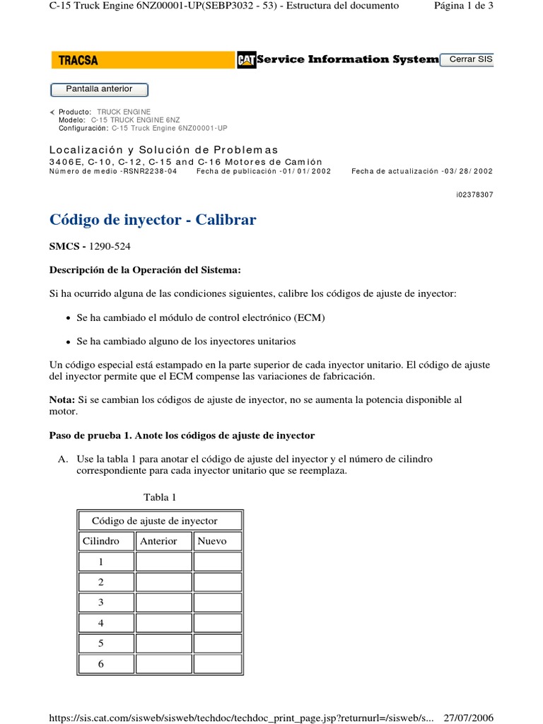 Calibrar Codigos de Inyector PDF | PDF