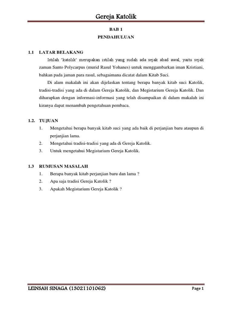 Makalah Mengenal Lebih Dalam Tradisi Katolik