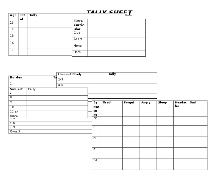Tally Sheet | PDF