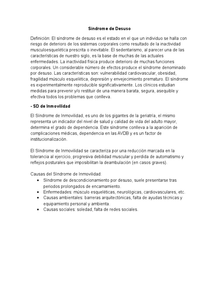 Prevención del Síndrome de Desuso en Mayores | PDF | Vejez | Adultos