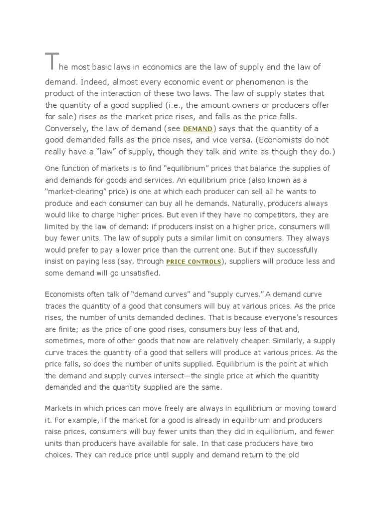 Adam Smith | Supply (Economics) | Supply And Demand