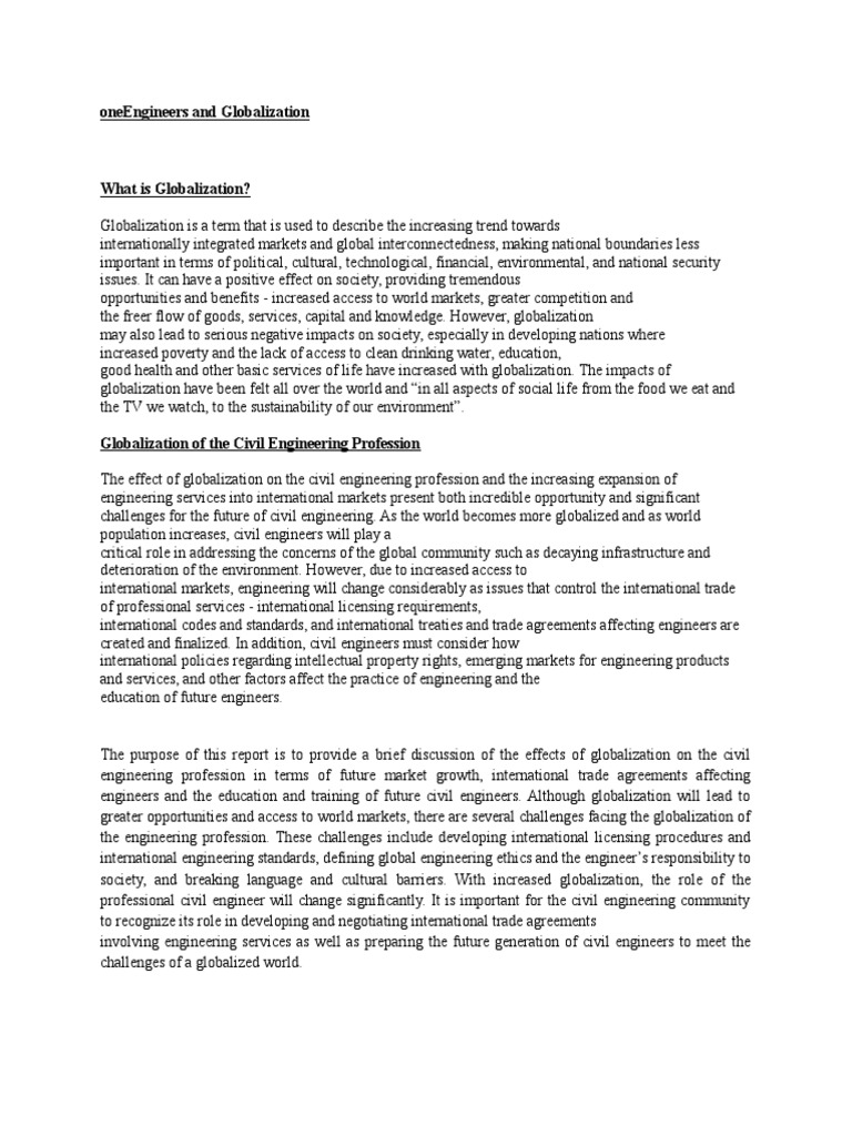 Globalization's Impact on Civil Engineering | PDF | Fossil Fuel Power ...