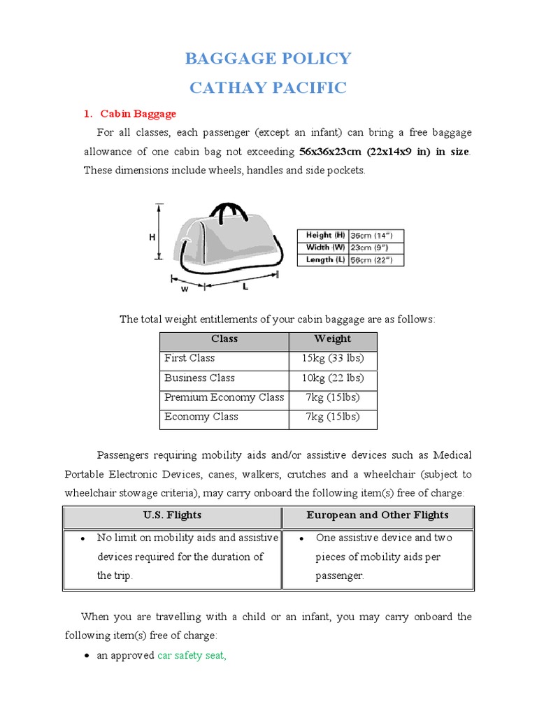 cabin baggage allowance cathay pacific