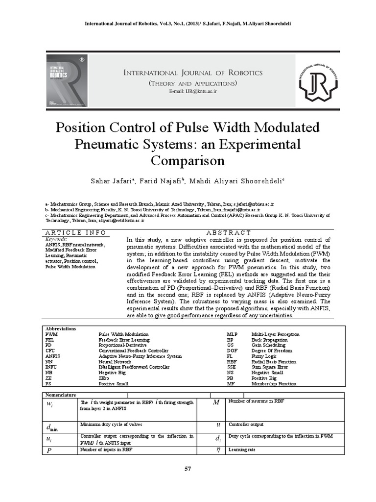 Position Control of Pulse Width Modulated Pneumatic Systems: An ...