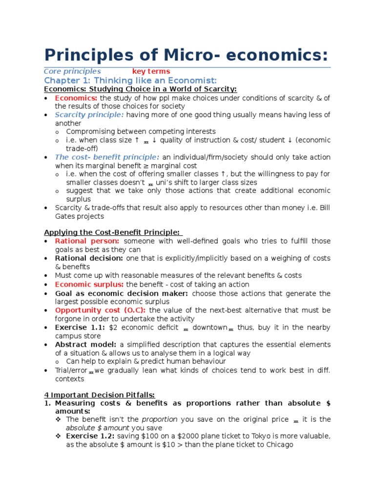 Core Principles of Microeconomics | PDF | Macroeconomics | Economics