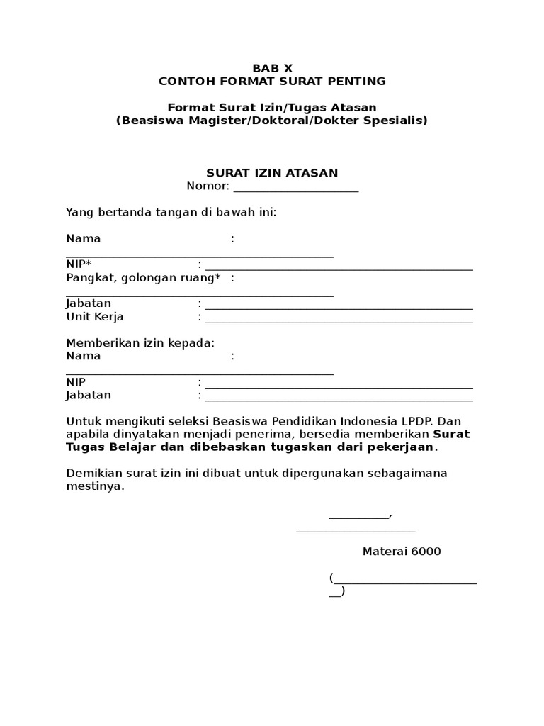 Lpdp Format Format Surat Penting