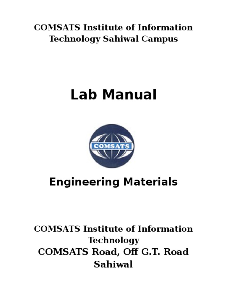 Engineering Materials Lab Manual PDF Hardness Building Engineering